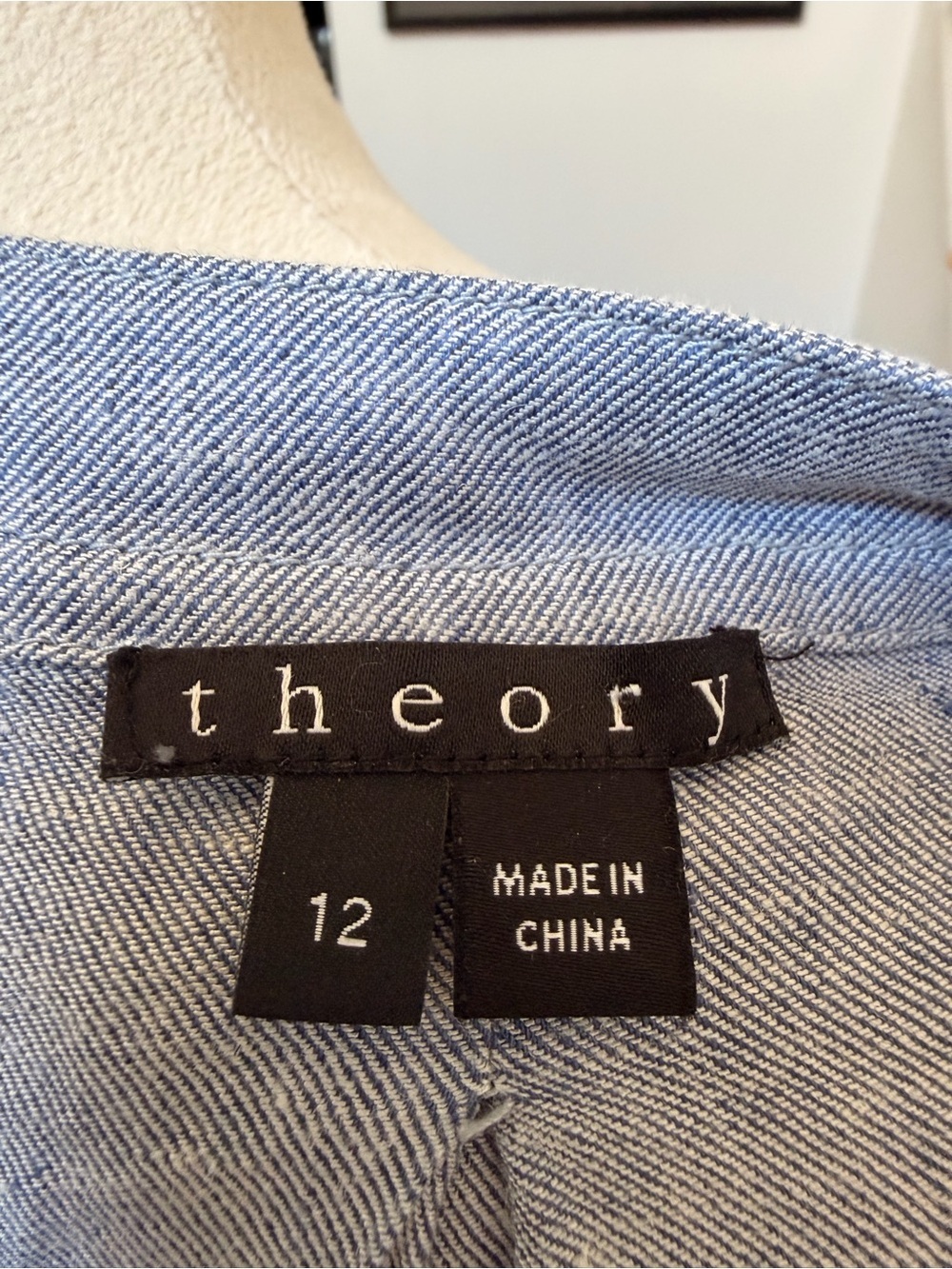 Theory Size 12 Light Blue Drawstring Shirt Dress Pockets 3/4 sleeve lightweight - Picture 9 of 9